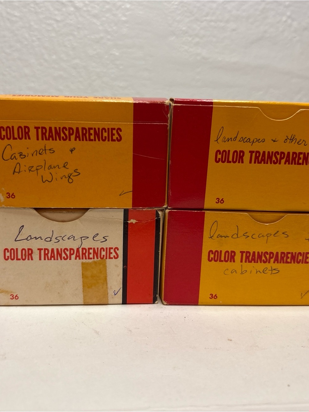 Vintage Color Transparencies Slide Boxes - Yellow & Red